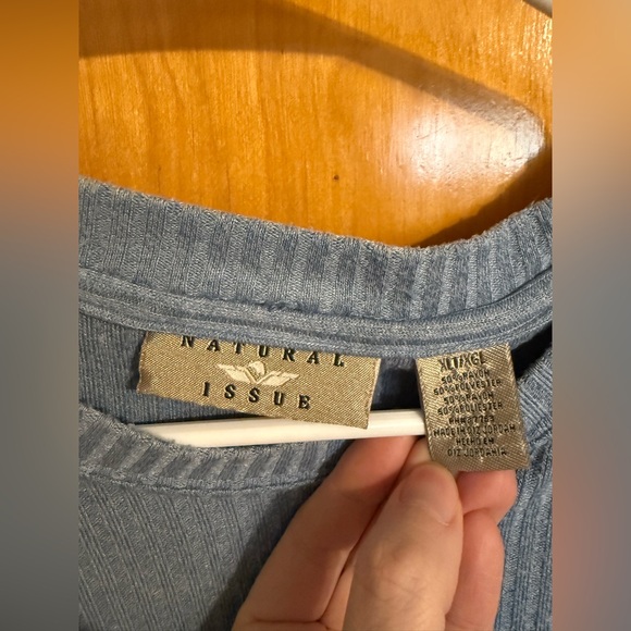 Men's Light Blue Ribbed Tee - Picture 3 of 4